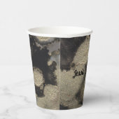 の結婚紙カップブラックおよび金ゴールドインク 紙コップ (右)