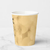 の結婚紙カップ – 金ゴールド上の編集可能文字 紙コップ (左)