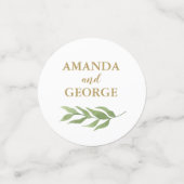 の結婚紙吹雪の緑の植物及び金ゴールド コンフェッティ (スモール正面)