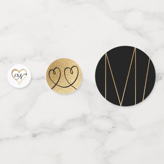 の結婚紙吹雪エレガント金ゴールドとブラック コンフェッティ (裏面)