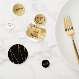 の結婚紙吹雪エレガント金ゴールドとブラック コンフェッティ