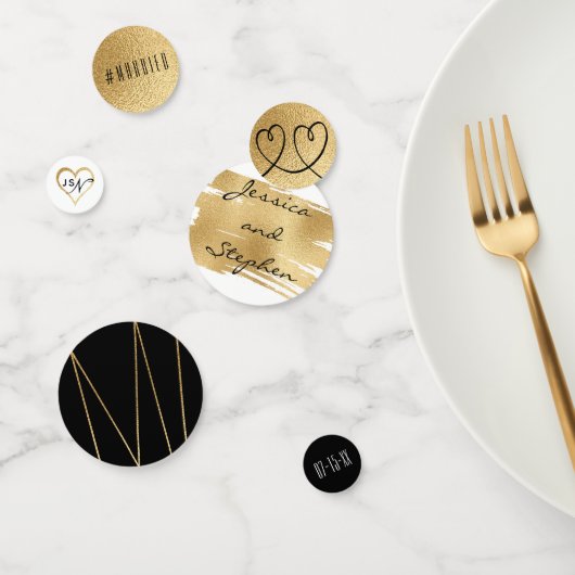 の結婚紙吹雪エレガント金ゴールドとブラック コンフェッティ (グループ)