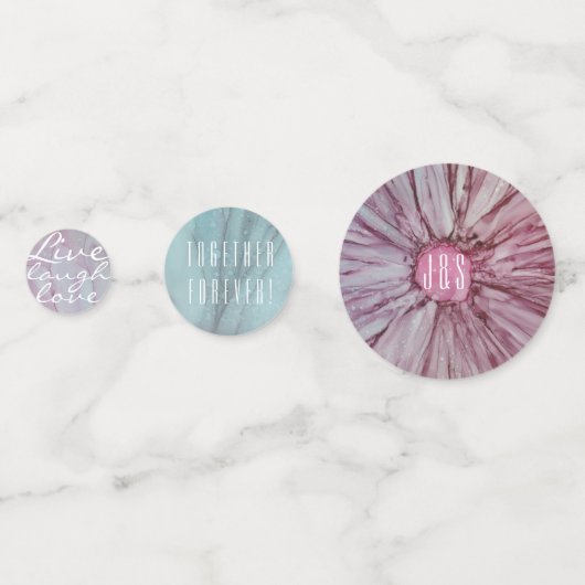 の結婚紙吹雪ターコイズとラベンダース コンフェッティ (裏面)