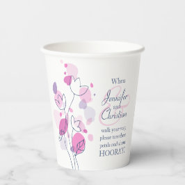 の結婚紙吹雪花びら名前をカスタムするブルーピンク 紙コップ