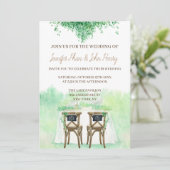 の結婚素朴なスタイルの水色 招待状 (スタンド正面)