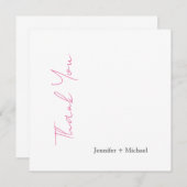 の結婚結婚ミニマル書ピンク白 サンキューカード (正面/裏面)