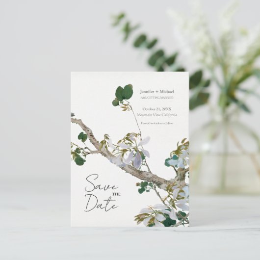 の結婚結婚ミニマル書道フローラ インビテーションポストカード (スタンド正面)