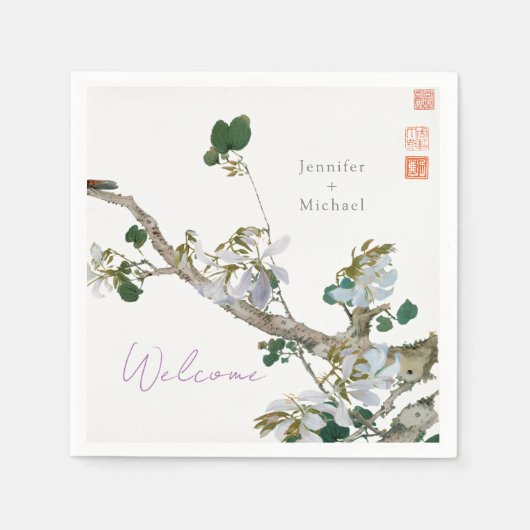 の結婚結婚ミニマル書道フローラ スタンダードカクテルナプキン (正面)