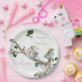 の結婚結婚ミニマル書道フローラ ペーパープレート (パーティー)
