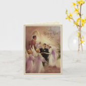 の結婚結婚式新郎新婦の天使 カード (黄色い花)