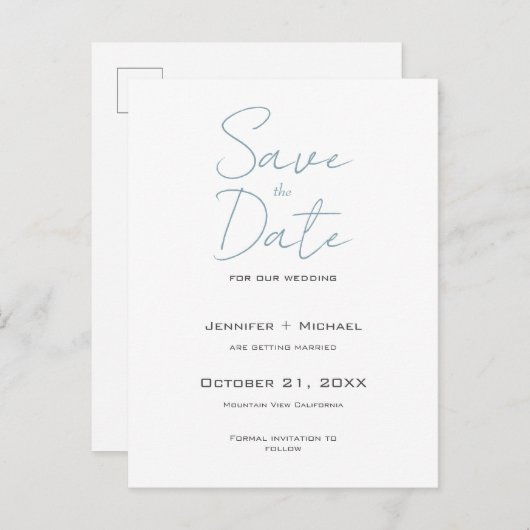 の結婚結婚生活のミニマルな書道の脚本 案内ポストカード (正面/裏面)