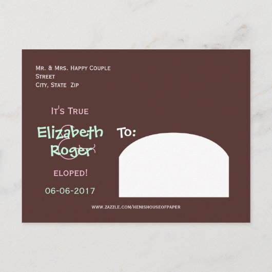 の結婚結婚行事告知はがき 案内ポストカード (裏面)