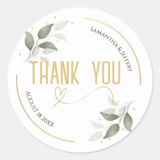 の結婚緑に感謝の意をカスタム表す ラウンドシール (正面)