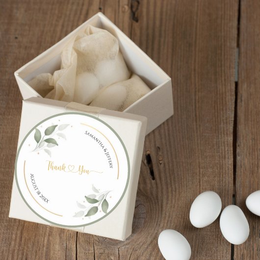 の結婚緑に感謝の意をカスタム表す ラウンドシール