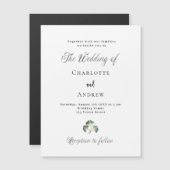 の結婚緑のイチョウの葉のスクリプシンプルト贅沢 マグネット招待状 (正面/裏面)