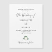 の結婚緑のイチョウの葉のスクリプシンプルト贅沢 マグネット招待状 (正面)