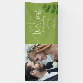 の結婚緑のシック写真 横断幕 (縦)