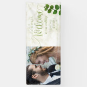 の結婚緑のシック写真 横断幕 (縦)