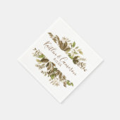 の結婚緑のナプキン | タイポグラフィ(茶) スタンダードカクテルナプキン (角)