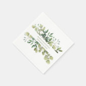 の結婚緑のユーカリの水色名日付 スタンダードカクテルナプキン (角)