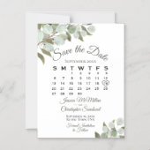 の結婚緑はカレンダーの白を保存 マグネット招待状 (正面)