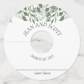 の結婚緑葉植物性葉標標 ワイングラスタグ (正面)