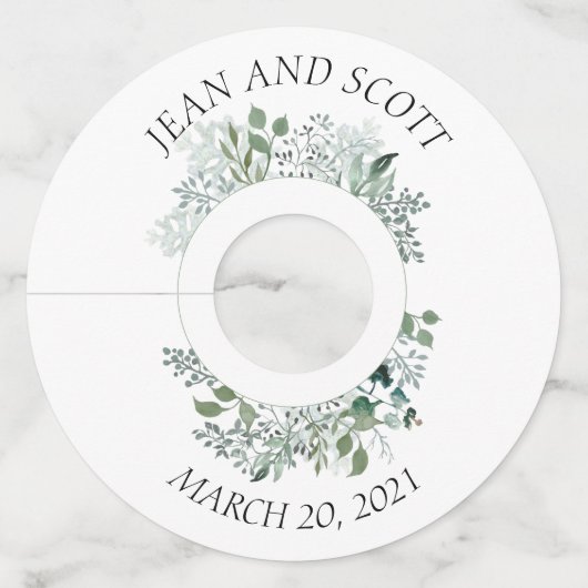 の結婚緑葉植物性葉標標 ワイングラスタグ (正面)