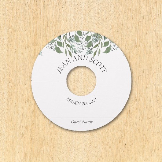 の結婚緑葉植物性葉標標 ワイングラスタグ