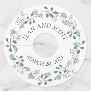 の結婚緑葉植物性葉標標 ワイングラスタグ