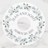 の結婚緑葉植物性葉標標 ワイングラスタグ (正面)