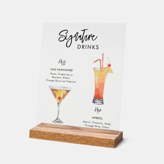 の結婚署名が彼と彼女を飲む アクリルサイン (傾斜)