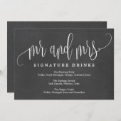 の結婚署名ドリンクの看板 – 素敵な書道 (正面/裏面)