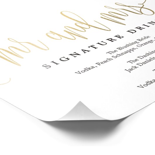 の結婚署名ドリンクの署名サイズを選択 フォトプリント (角)