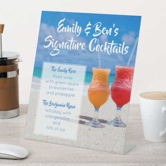 の結婚署名ドリンク立ちカスタム看板 台座サイン (インサイチュ)