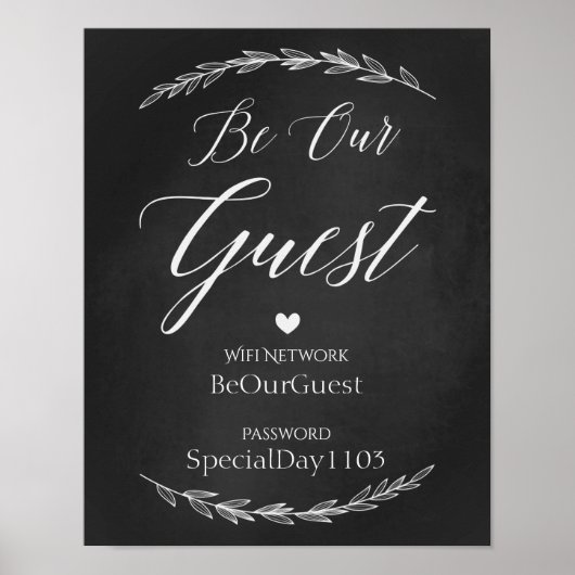 の結婚署名 – Wifiパスワードチャックボードの署名 ポスター (正面)