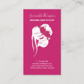 の結婚美容師ヘアグラフィック白ピンク 名刺 (正面)