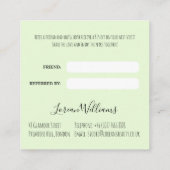 の結婚美容師ライムグリーンウェーブヘアフローラ 予約カード (裏面)