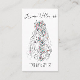 の結婚美容師白黒波状毛QR 名刺