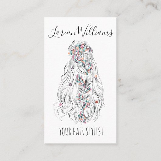 の結婚美容師白黒波状毛QR 名刺 (正面)