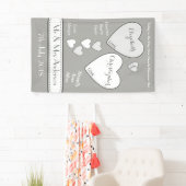 の結婚背景グレーと白と愛のハート 横断幕 (インサイチュ)