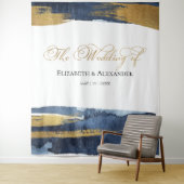 の結婚背景 |水色抽象芸術金色 タペストリー (インサイチュ)