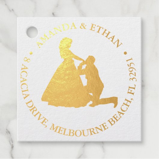 の結婚膝を打つ男性金ゴールドテーマ フェイバータグ (正面)