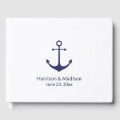 の結婚航海のいかりネイビー白エレガント ゲストブック (正面)