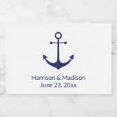 の結婚航海のいかりネイビー白エレガント スパークリングワインラベル (シングルラベル)