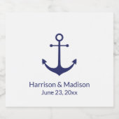 の結婚航海のいかりネイビー白エレガント ビールラベル (シングルラベル)