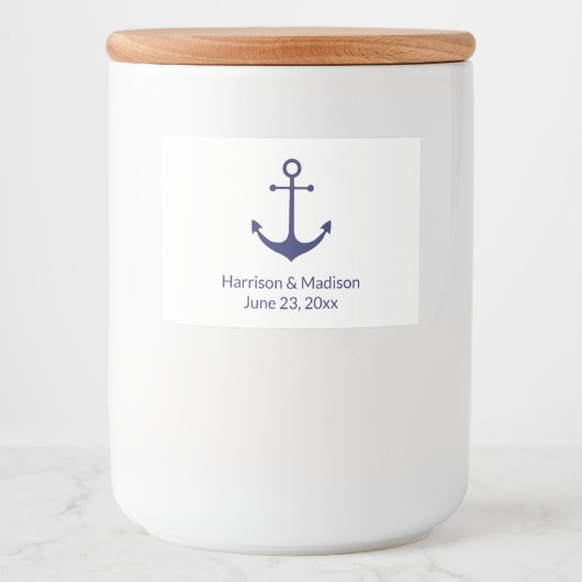 の結婚航海のいかりネイビー白エレガント フードラベル (正面)