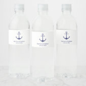 の結婚航海のいかりネイビー白エレガント ペットボトルラベル (ボトル)