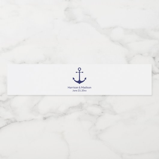 の結婚航海のいかりネイビー白エレガント ペットボトルラベル (シングルラベル)