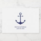 の結婚航海のいかりネイビー白エレガント リキュールボトルラベル (シングルラベル)