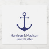 の結婚航海のいかりネイビー白エレガント リキュールボトルラベル (シングルラベル)